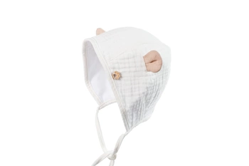 Jamiks APSEL bonetka muślinowa dla dzieci uszka ecru