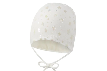 BROEL Polina czapka dla dziewczynki wiązana wiskoza ecru