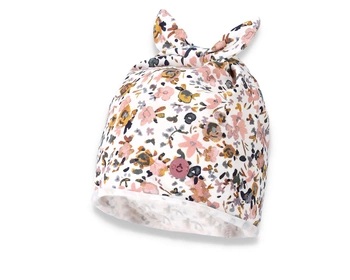 Broel ELVIRA czapka niemowlęca z kokardką kwiaty wielokolorowa