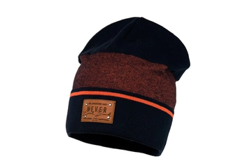 Jamiks JONAS czapka dla chłopca na wiosnę granat-pomarańcz