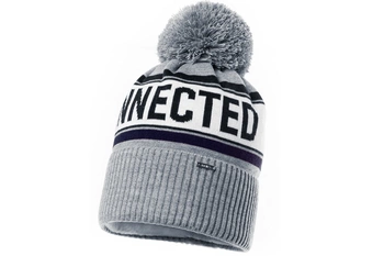 Jamiks CONNECTED czapka dla chłopca z pomponem na zimę szara