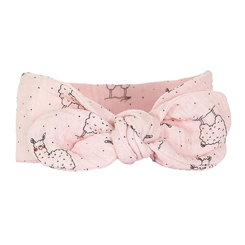 Pupill lama opaska pin-up dla dziewczynki muślinowa jasny róż