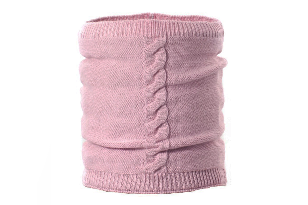 SuperCzapki Pupill BRAID komin tuba dziany dla dzieci brudny róż