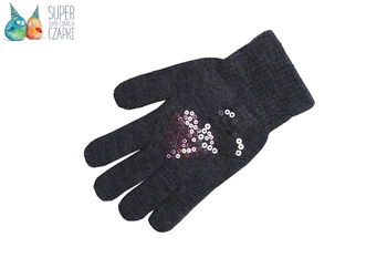 Rękawiczki pięciopalczaste cekiny grafit 16cm