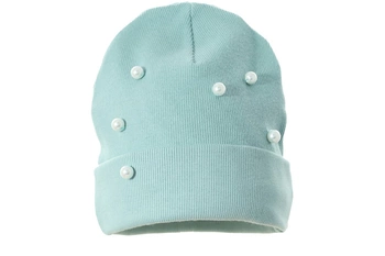 Pupill HANNAH czapka dla dzieci prążek perełki miętowa