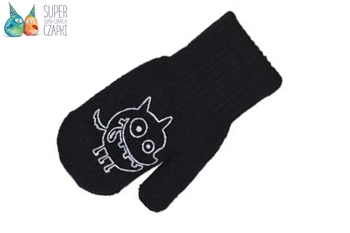 Rękawiczki jednopalczaste monster czarne ocieplone 13cm